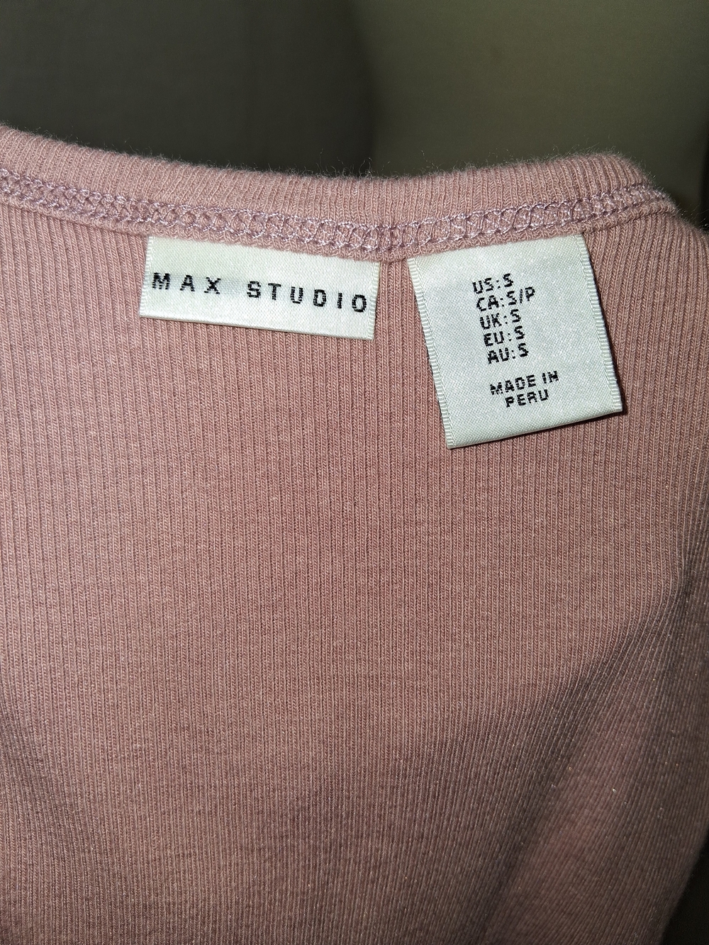 Max Studio Dusty Rose Ribbed Henley Tank - Picture 5 of 6